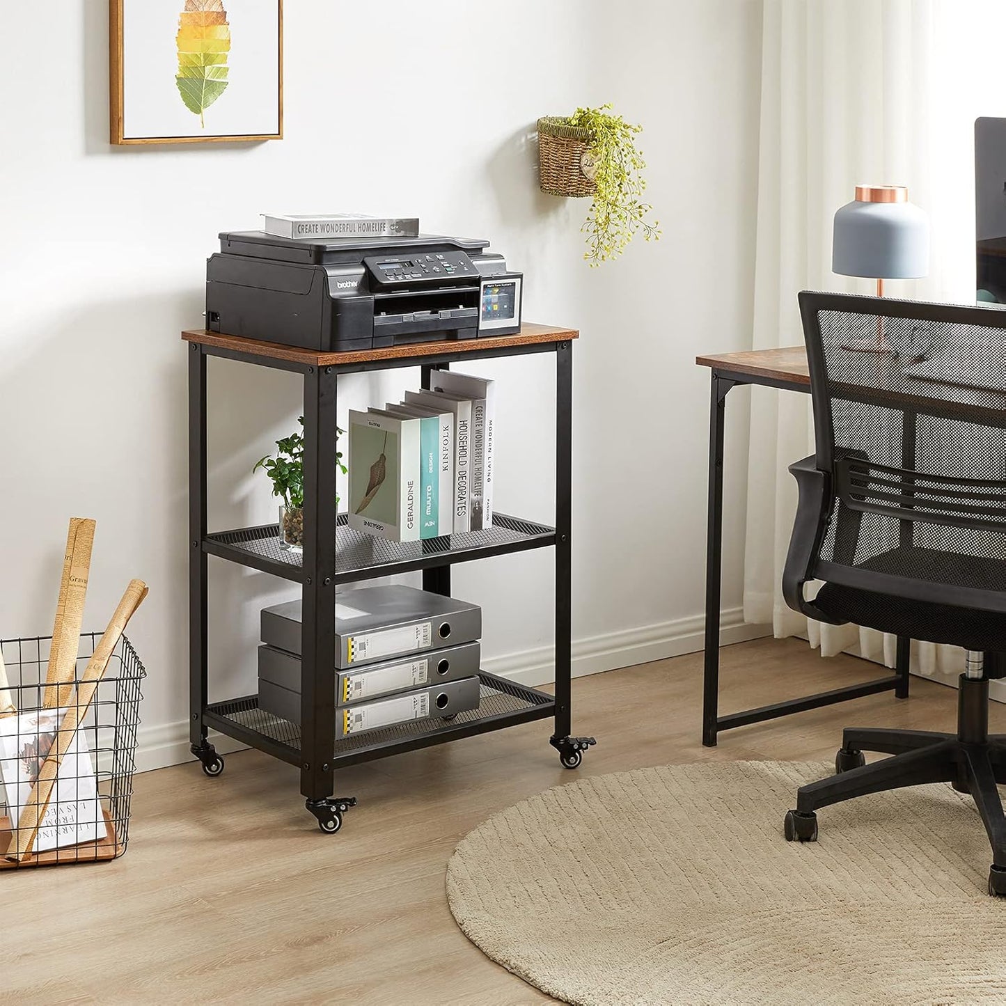 IBUYKE Serving Cart Trolley 60x40x81cm, Industrial Kitchen 3 Levels Shelves, Rolling Utility Cart with 4 Wheels, Heavy Duty Storage Organiser for Kitchen living room TMJ011H