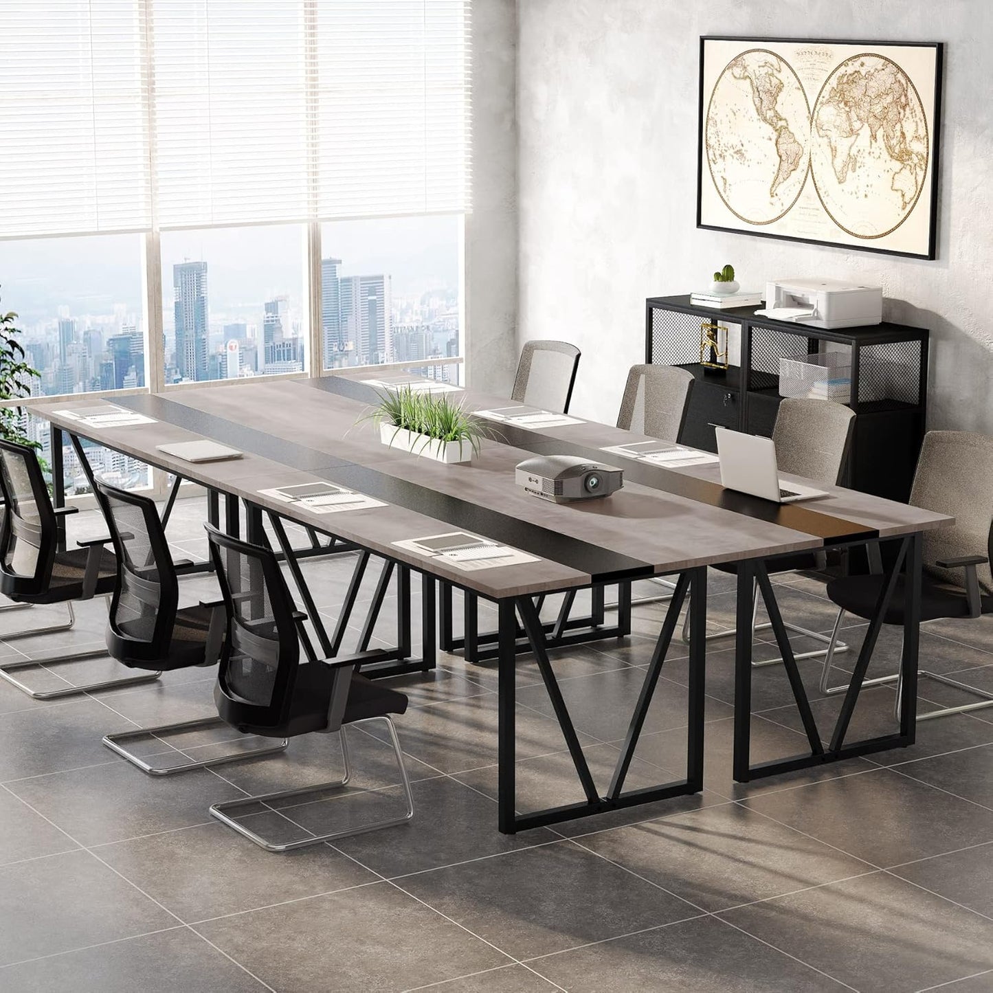 Tribesigns 6FT Conference Table, 70.8W x 31.5D inch Meeting Seminar Table for Office Conference Room, Modern Rectangular Training Table Boardroom Desk with Metal Frame (Grey)