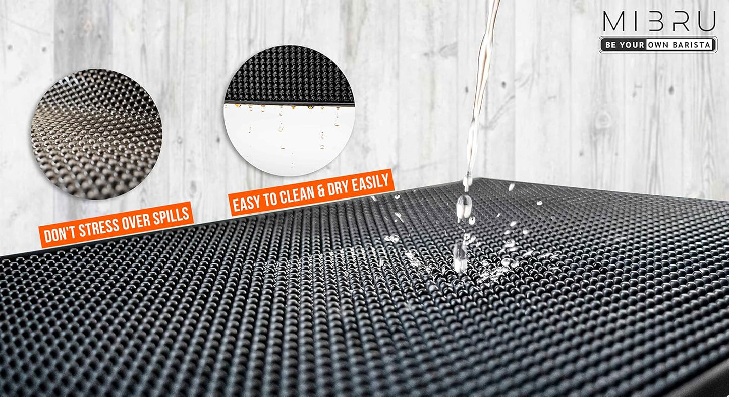 MIBRU Coffee Rubber Service Mat Bar Non Slip | Dish Glass Drying Mat Flexible Coasters Leakproof Coffee Shops Restaurant Kitchen Counter Top ???? ????? ?????? ??? ?????? (30x45CM, 1)