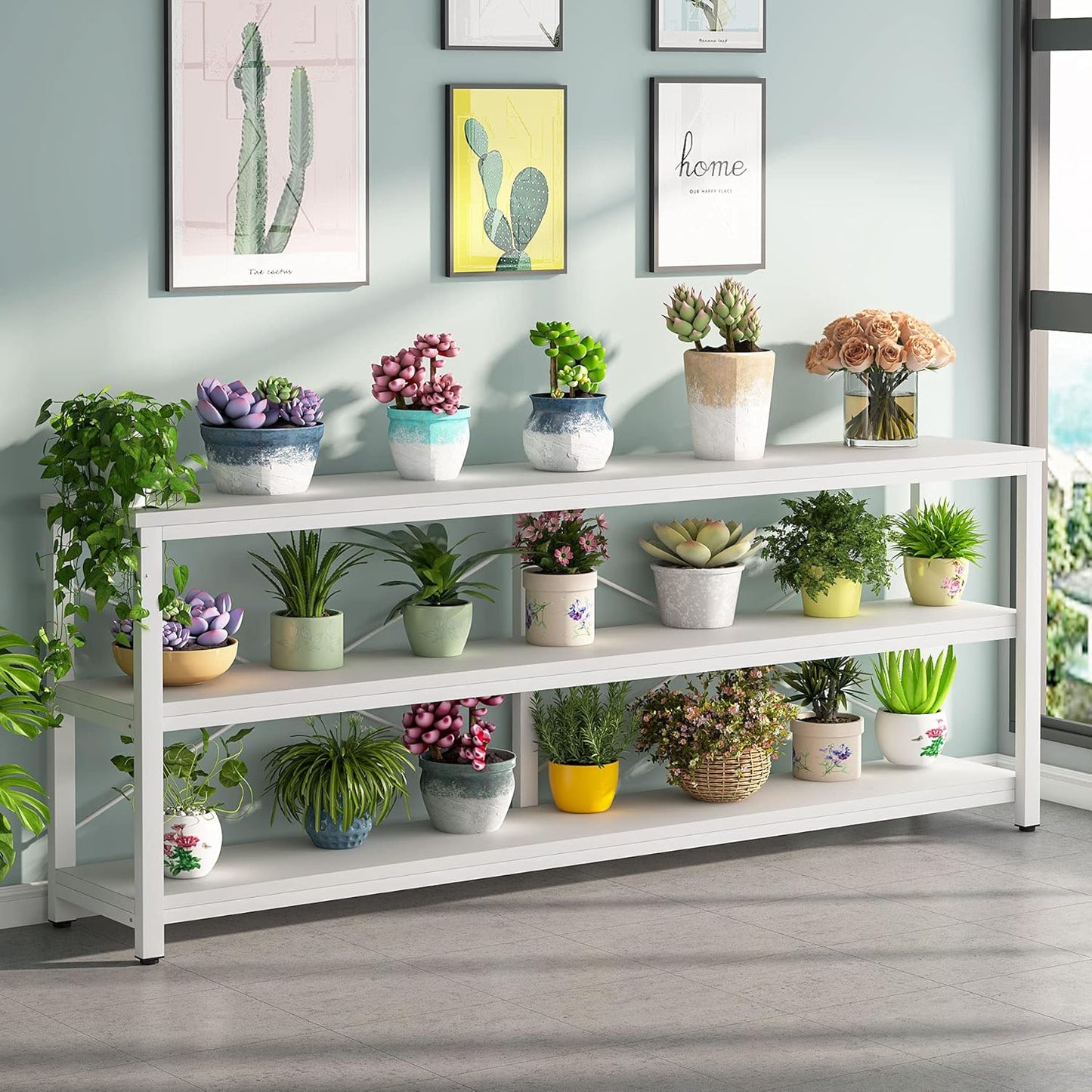 Tribesigns 71" Sofa Tables,Extra Long Couch Table, Narrow Long Console Table, Entryway Table,Sofa Table with 3 Tiers Storage Shelves