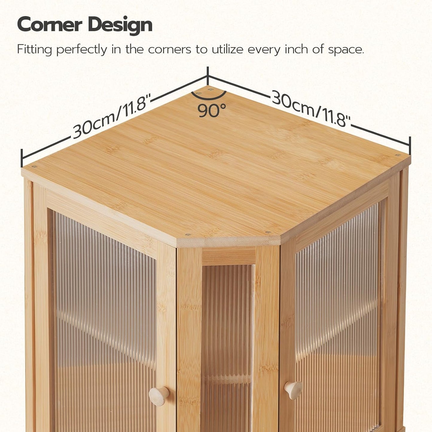 HOOBRO Bamboo Bread Box, Kitchen Countertop Corner Bread Box, Large Capacity 2-Tier Bread Box, Bread Storage Container with Dual Rippled Acrylic Doors, for Kitchen Food Storage, Natural YL12MB01