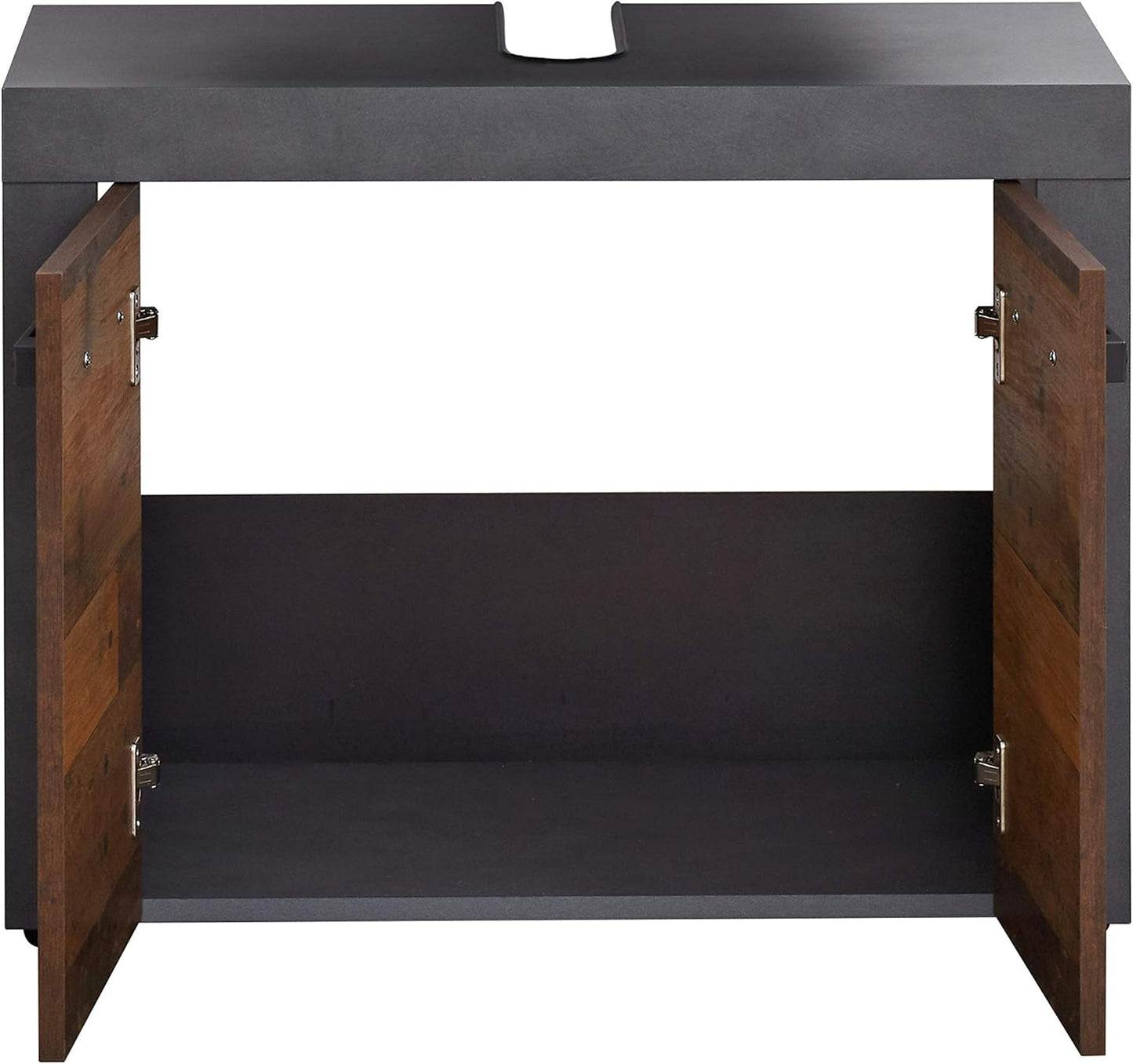 trendteam smart living Indy Bathroom Vanity Unit 72 x 56 x 34 cm in Old Wood Front with Matera Body and Panel with Lots of Storage Space