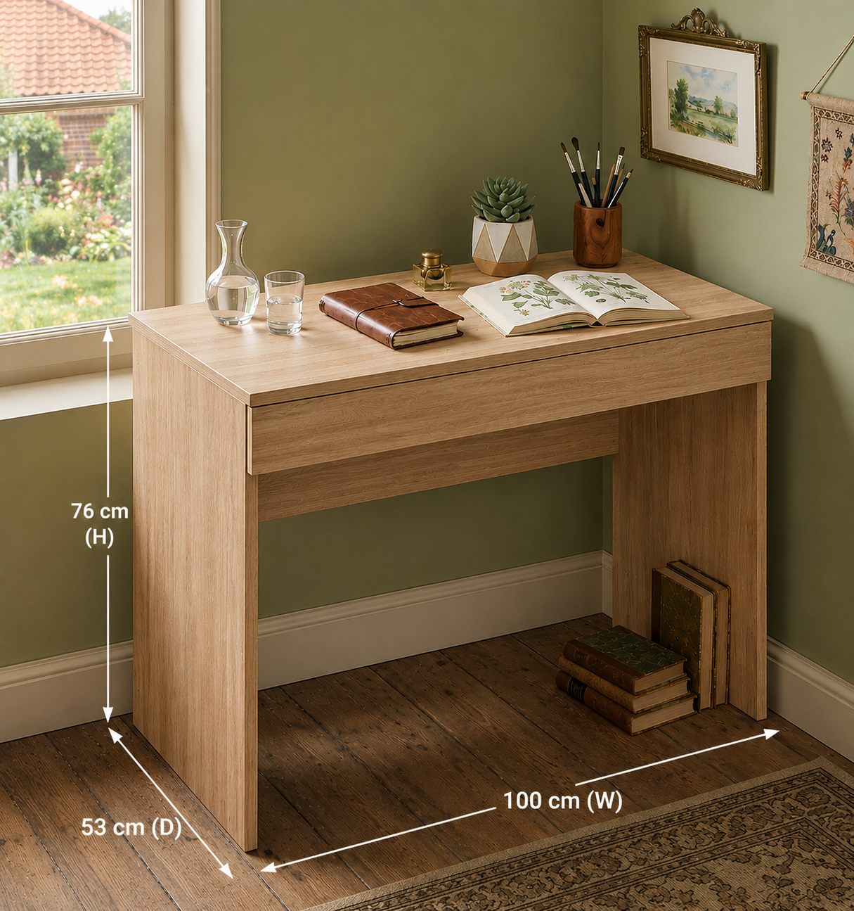 KOMTO Sonoma Oak Desk with 1 Drawer - 53D x 100W x 76H Office Computer Desk with Storage space