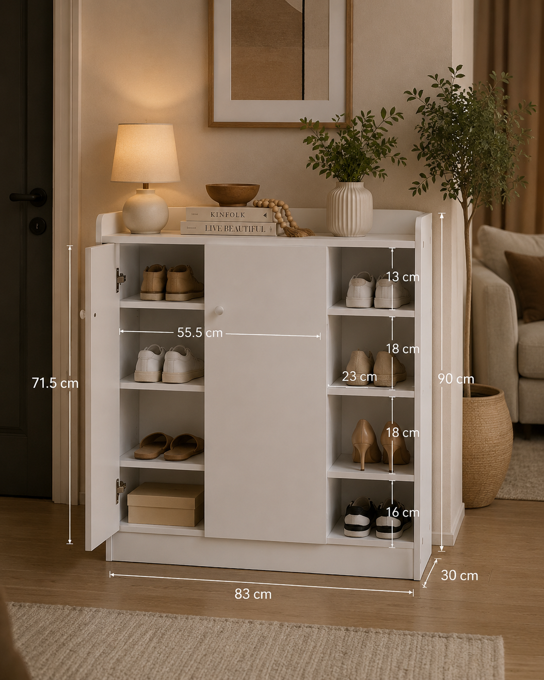 Shoe Storage Cabinet Home Hallway Furniture 2 Doors
