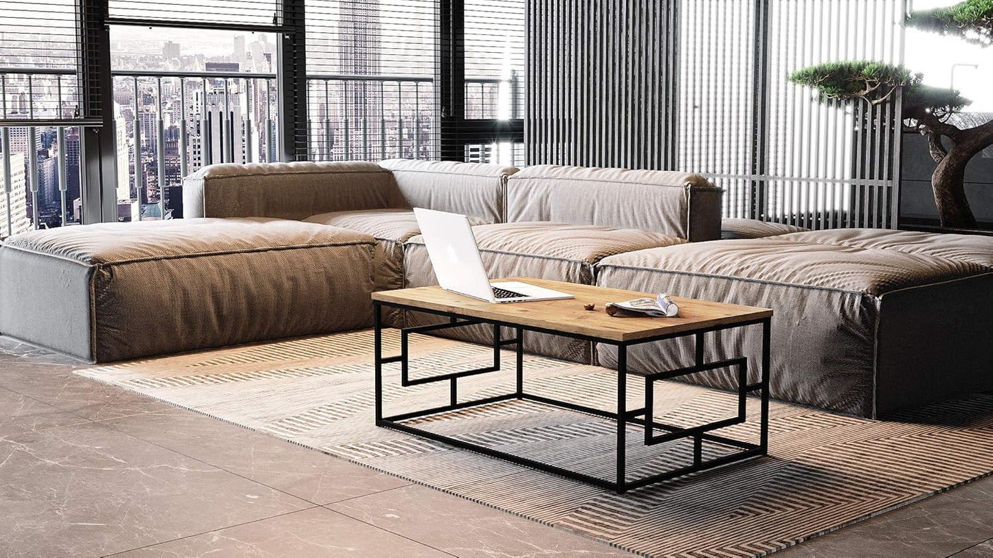 Yurupa Coffee Table,Living Room Table,Side Table,Coffee Table,Sofa Table,Easy Assembly,Metal,Industrial Design,Vintage,Wood Look,For Living Room,Balcony, Office,Home,Bedroom,VG12-A