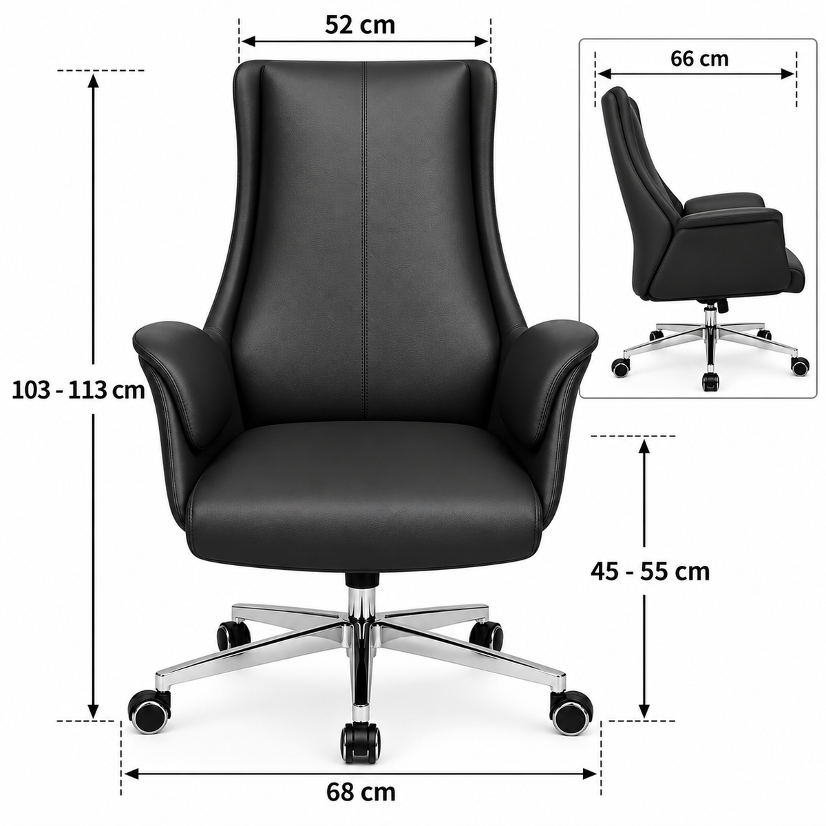 Modern Black High-Back Executive Office Chair