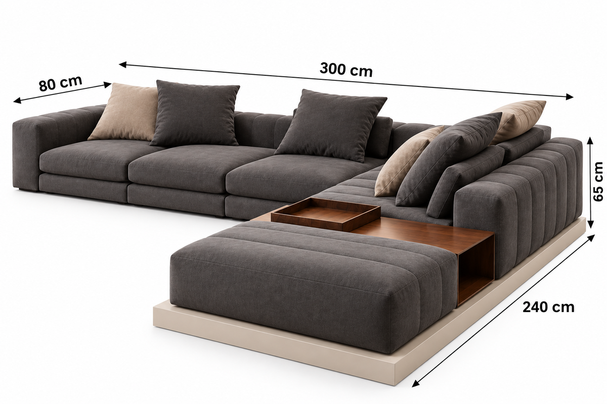 Modern Gray L-Shaped Sectional Sofa