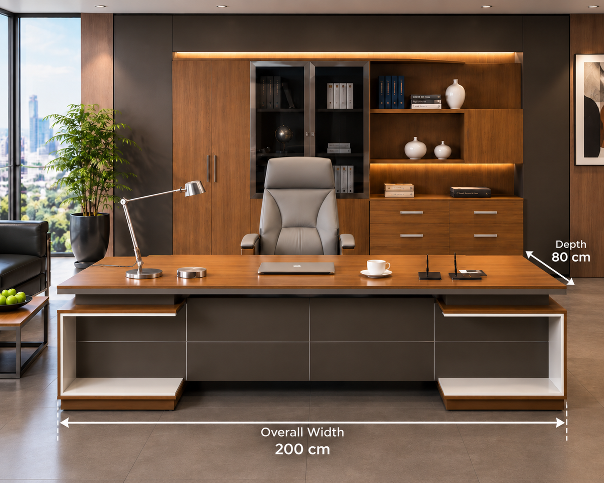 Modern Executive Office Desk with Storage