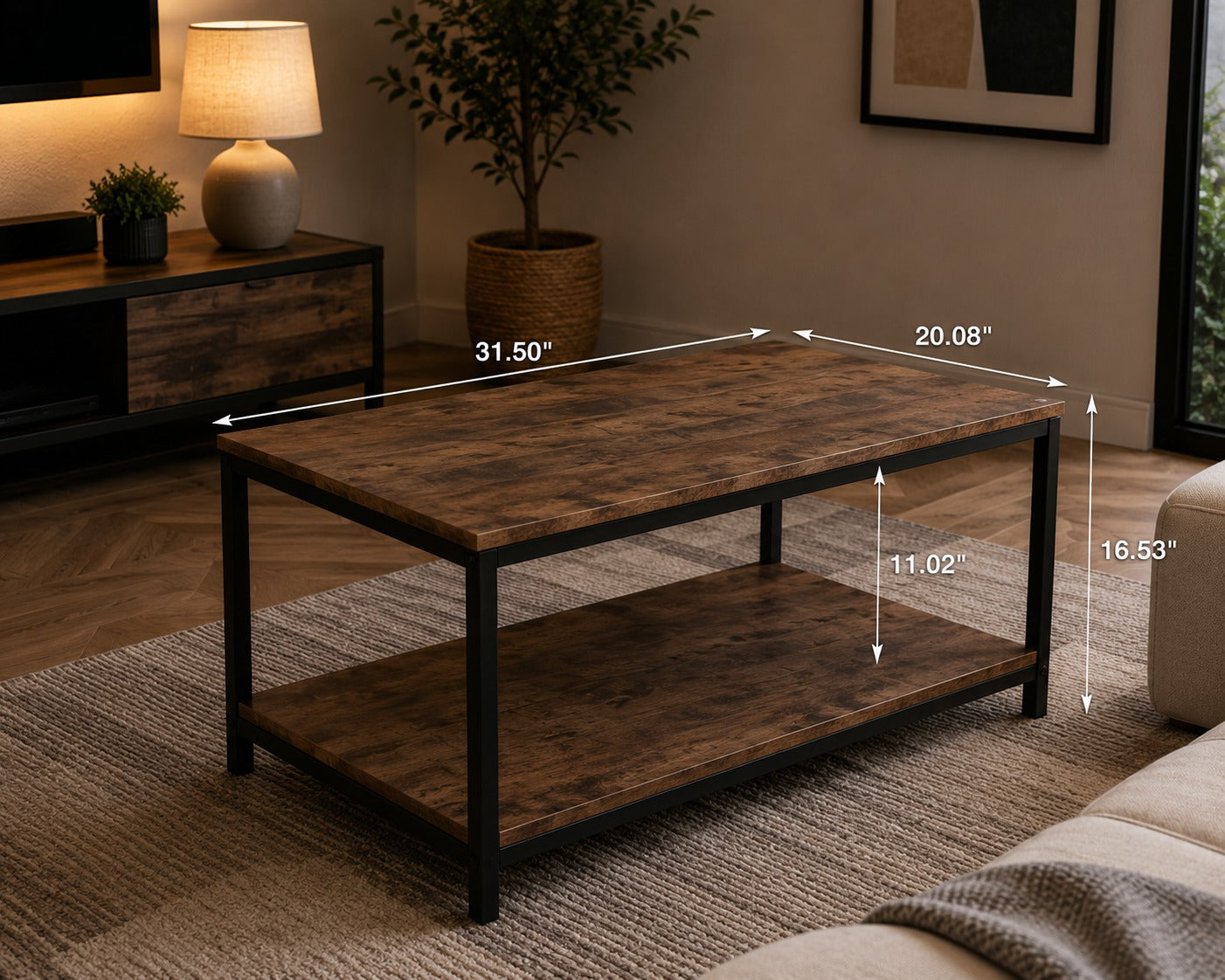 Coffee Table Snack End Tables Industrial Sofa Table Vintage Cocktail Wood Console Table