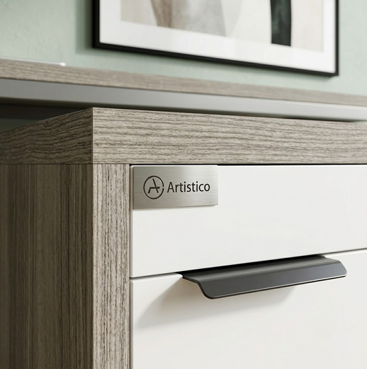 3-Drawer Mobile File Cabinet with Lock – Rolling Under Desk Storage Organizer, White & Wood Finish