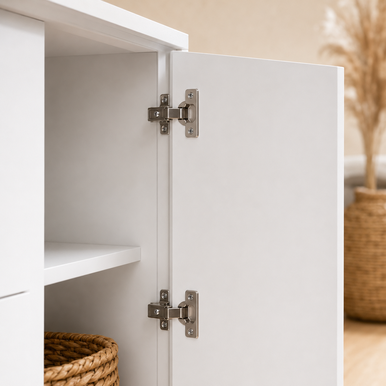 Drawers Sideboard Storage Cabinet with 2 Doors, White