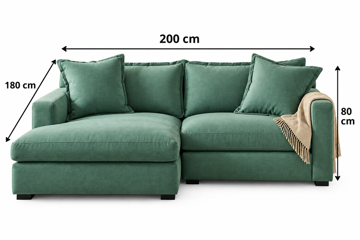 Modern Green L-Shaped Sectional Sofa