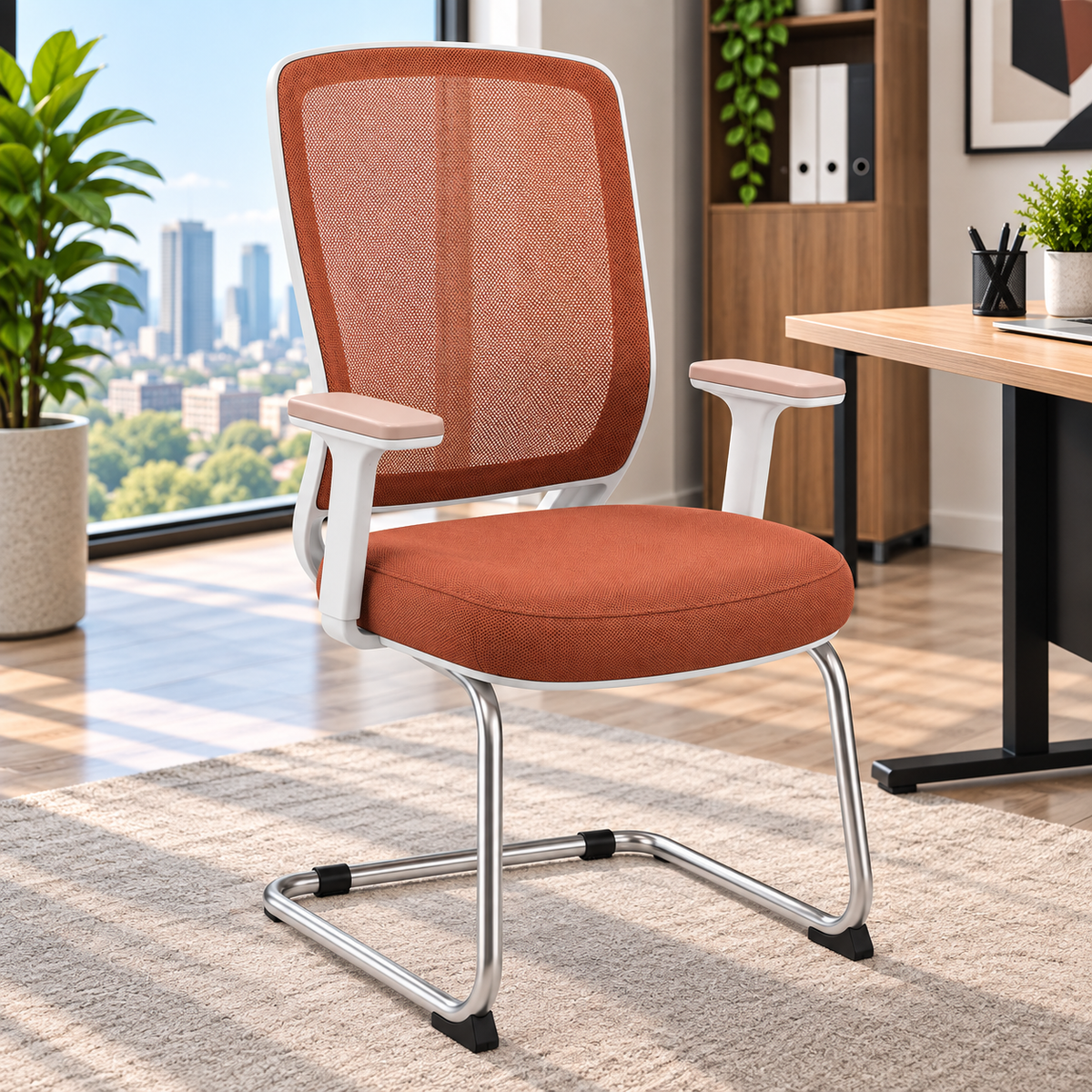 Modern Mesh Visitor Chair with Padded Seat