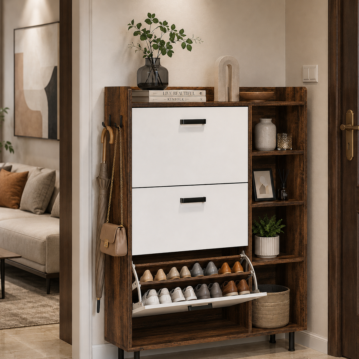 Flip Drawers Shoe Storage Cabinet