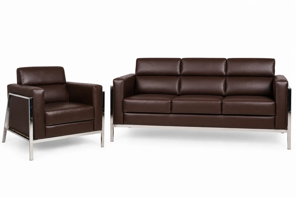 Contemporary Padded Sofa and Lounge Chair Set
