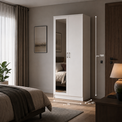 Modern 2-Door Wardrobe with Full-Length Mirror