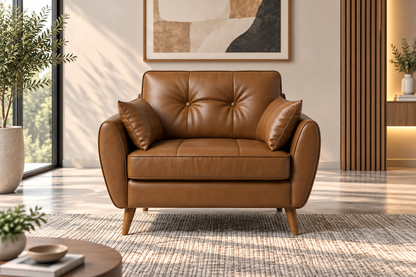 Modern 2-Seater Sofa with Button-Tufted Cushions & Side Pillows