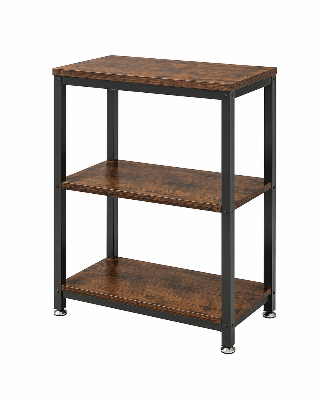 Tall End Side Table, 30" Height Nightstand with 3-Tier Storage Shelf for Living Room Bedroom Office Hallway Study, 1-Pack, Brown