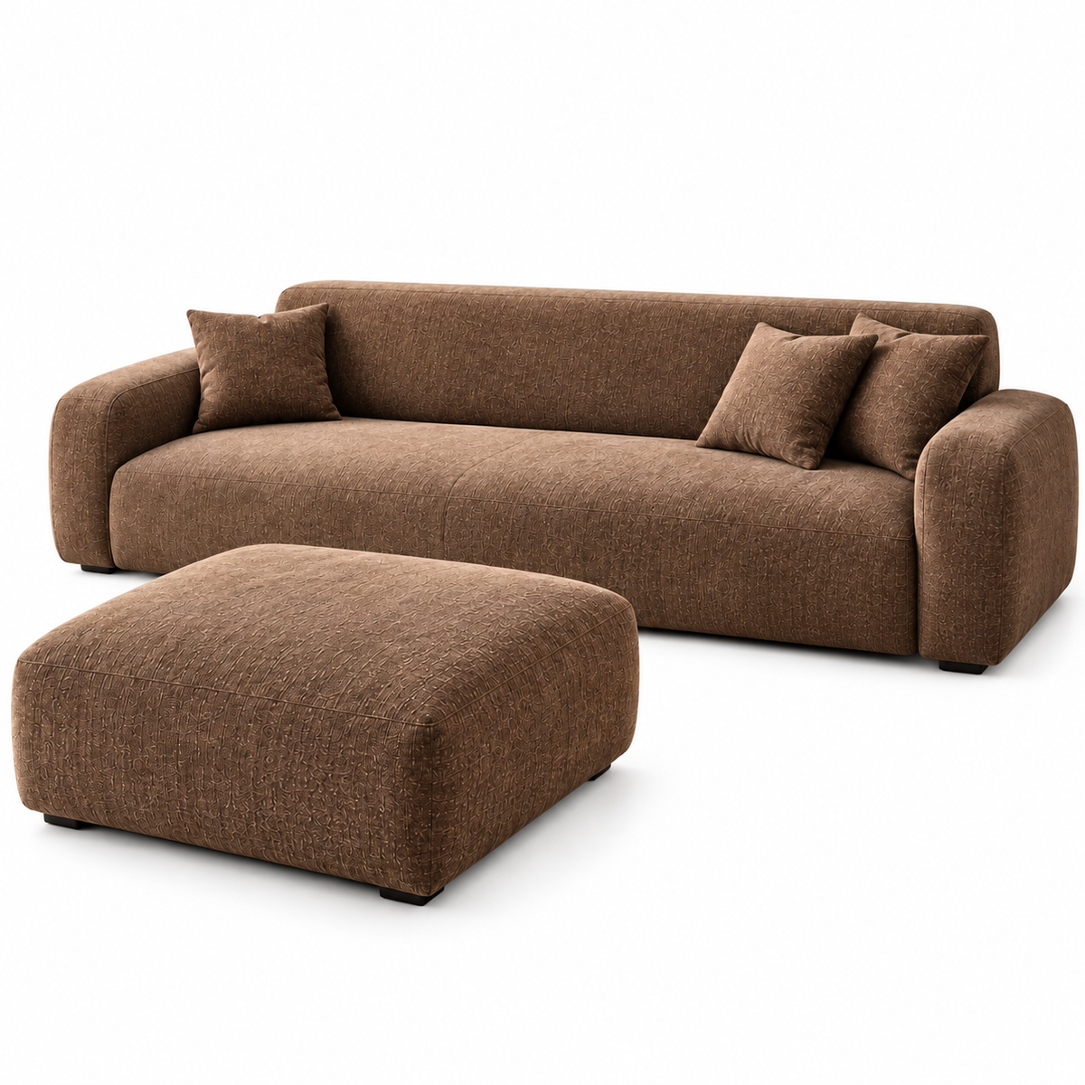 Modern 3-Seater Sofa with Matching Ottoman