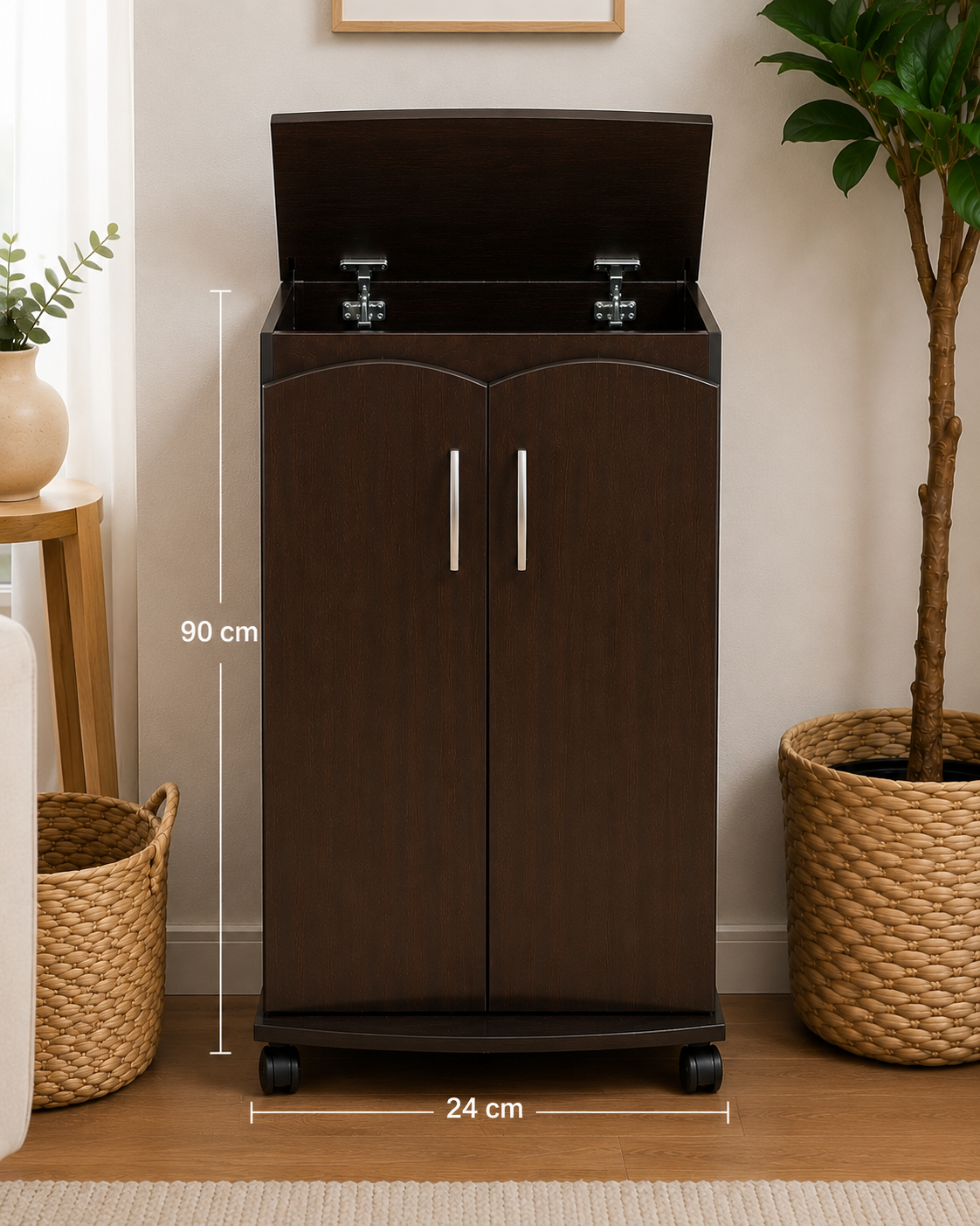 Brown Wood Flip-Top