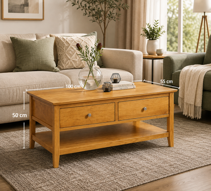 Modern Wooden Coffee Table with Drawers