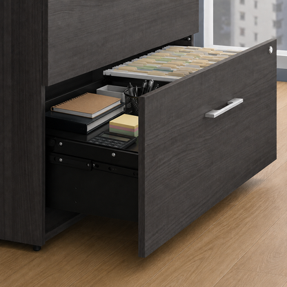 Bush Business Furniture Office 500 2 Drawer Lateral File Cabinet with Hutch, 36W, Storm Gray