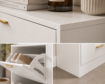 Hidden Shoe Cabinet with 2 Flip Drawers