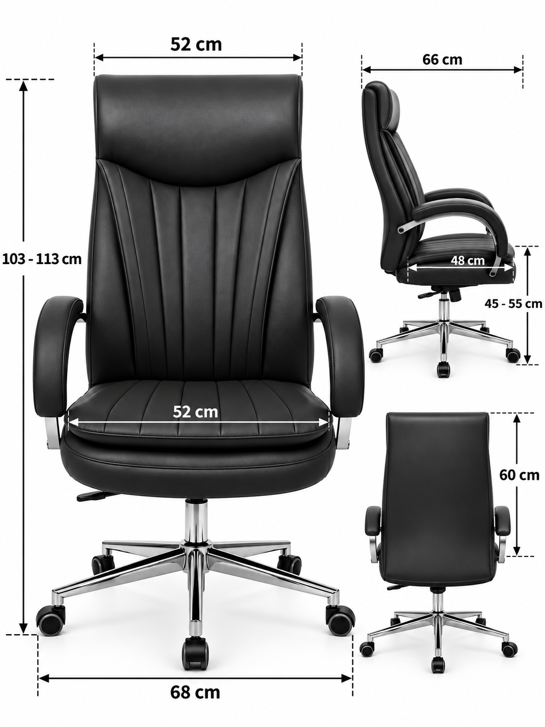 Contemporary High-Back Executive Office Chair with Padded Headrest