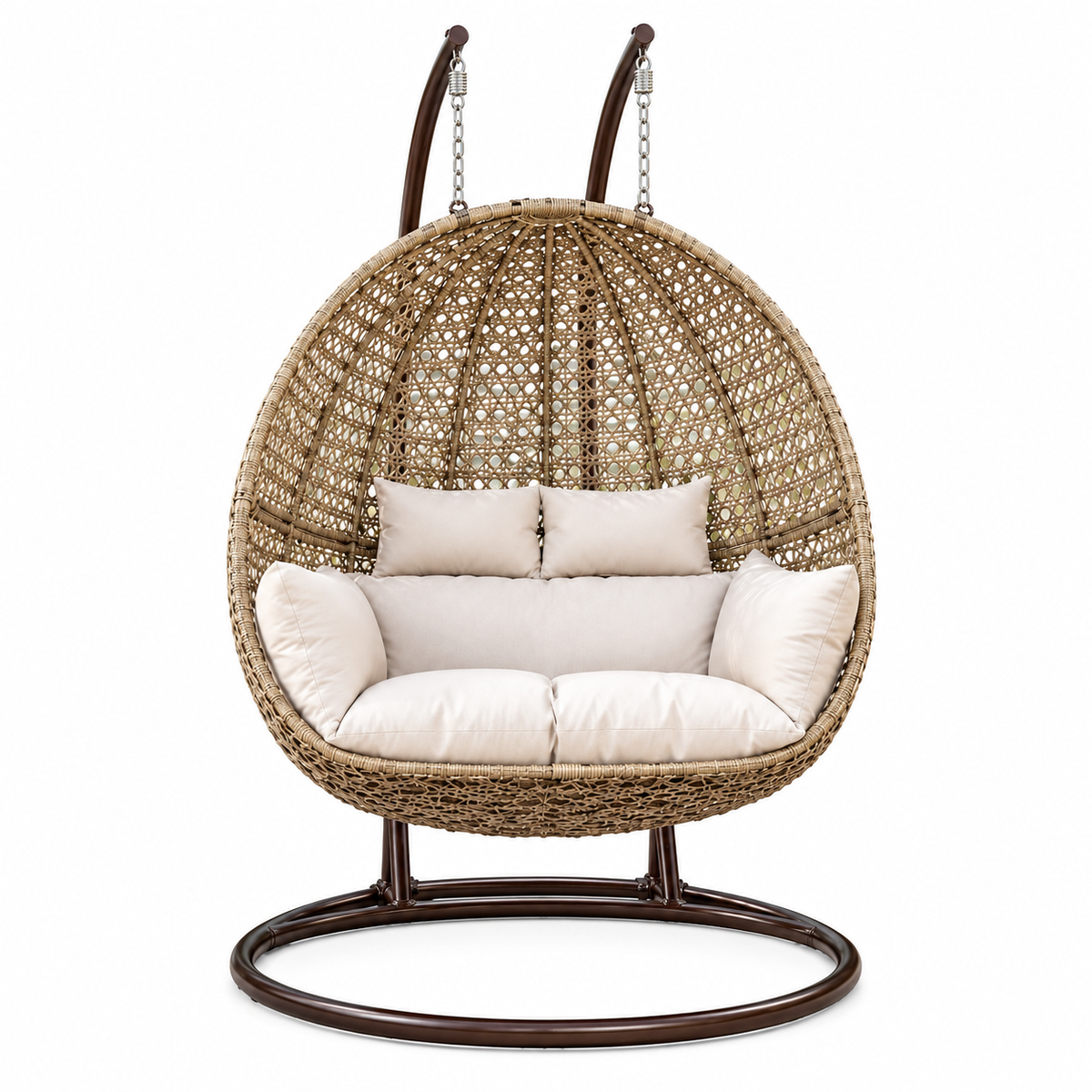 Modern Woven Hanging Egg Chair with Cushions