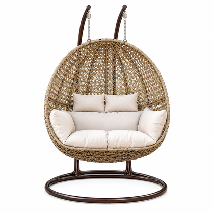 Modern Woven Hanging Egg Chair with Cushions