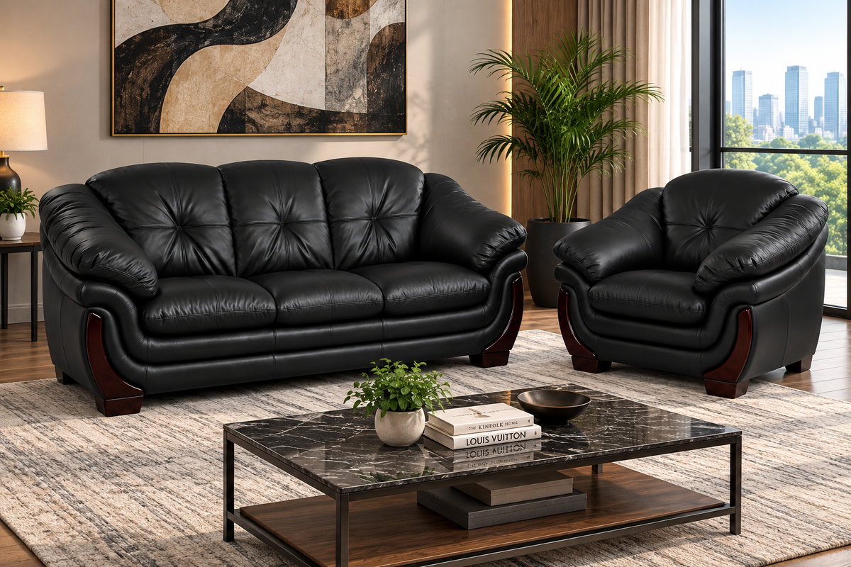 Elegant Curved Lounge Sofa & Armchair Set