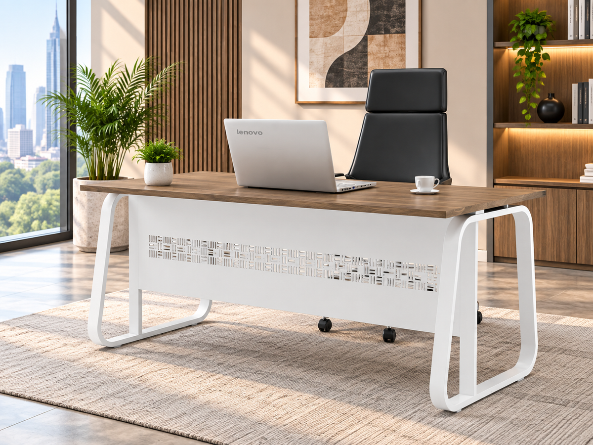 Contemporary Executive Workstation with Wooden Top