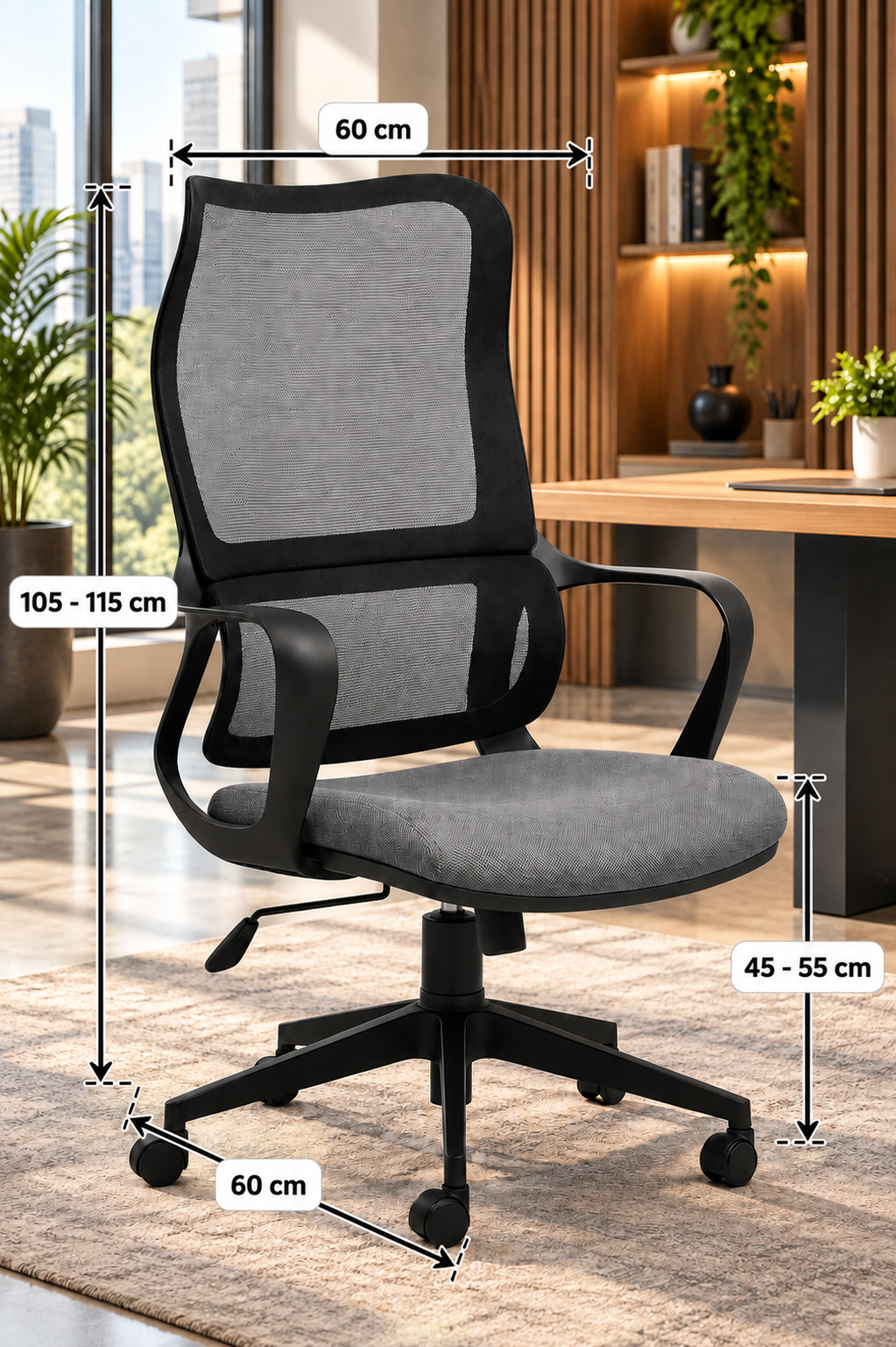 Modern Mesh Office Chair with Adjustable Height and Padded Seat