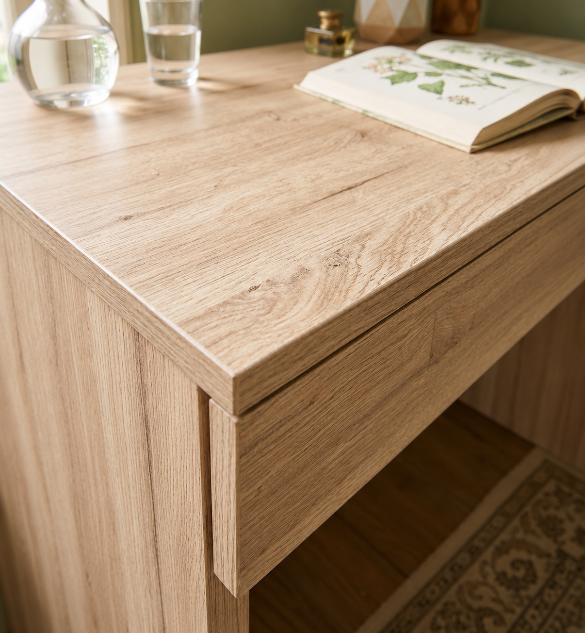 KOMTO Sonoma Oak Desk with 1 Drawer - 53D x 100W x 76H Office Computer Desk with Storage space