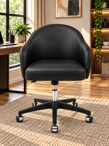 Contemporary Swivel Office Chair with Curved Backrest