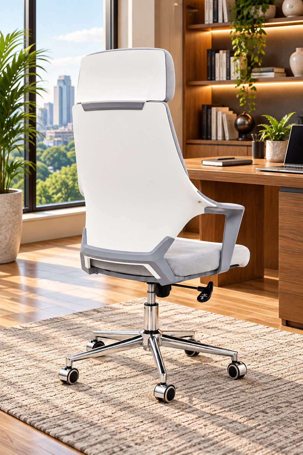 Modern White High-Back Ergonomic Office Chair