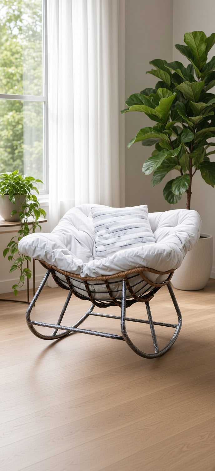 Modern Woven Lounge Chair with Plush Cushion