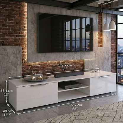 Riga TV table for 65 inch TV screen white color size 33 x 172 x 39.9 cm
