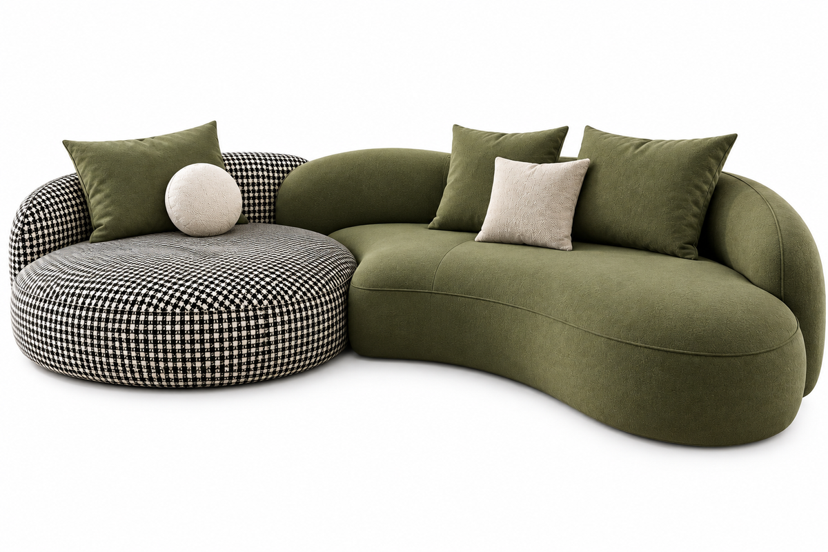 Modern Curved Sectional Sofa with Round Chaise