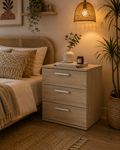 Nightstand with 3 Drawers for Box Spring Bed