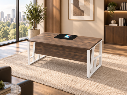 Premium Executive Desk with White Metal Frame