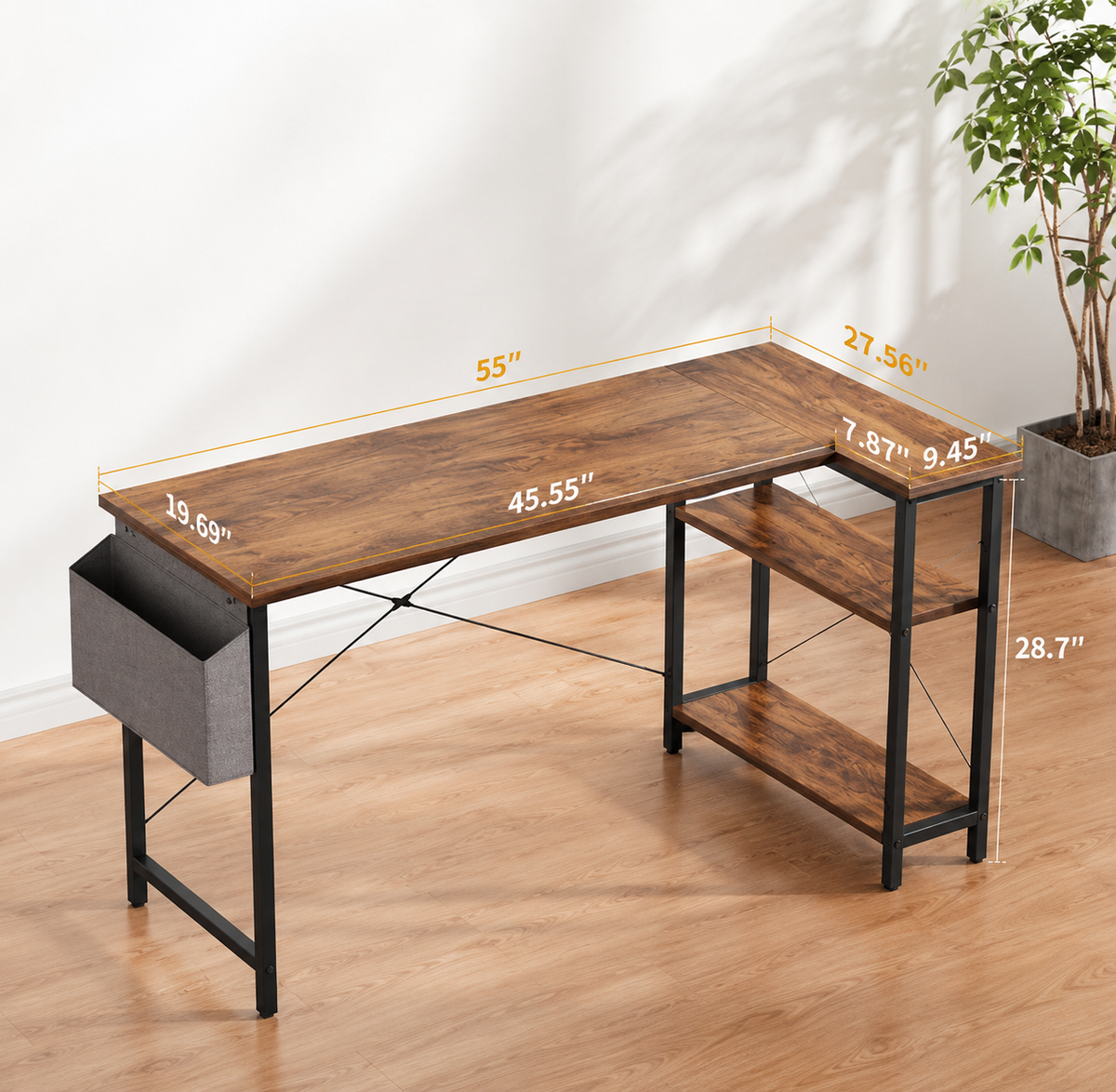 Modern L-Shaped Computer Desk with Storage
