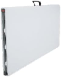 Folding Banquet Table, 244 cm Length, White Top with Grey Metal Frame, Portable