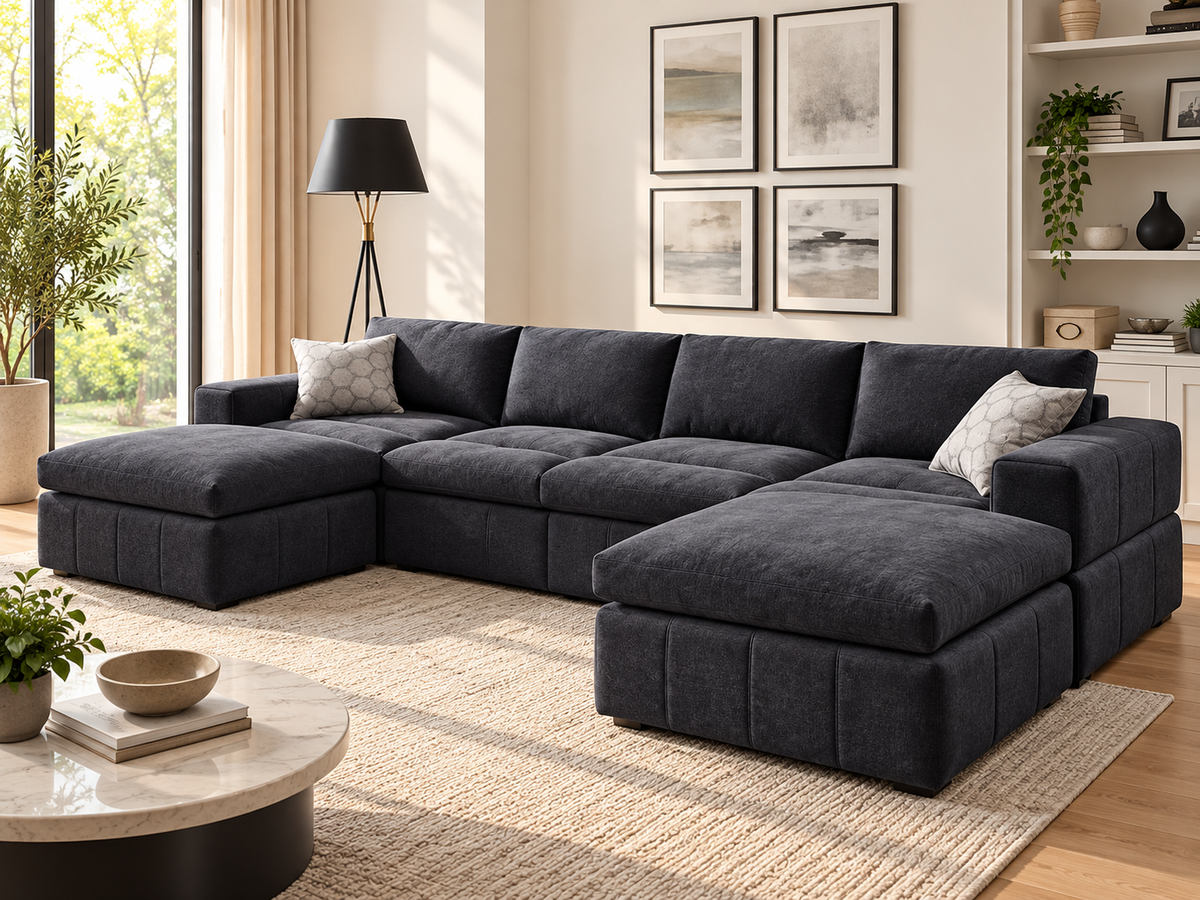 Modern U-Shaped Sectional Sofa with Dual Chaise