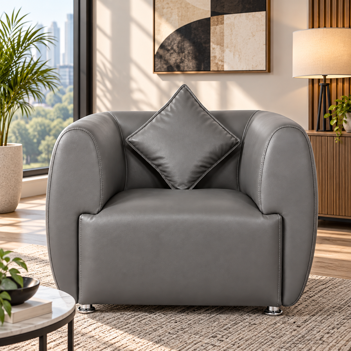 Contemporary Curved Sofa & Accent Chair Set