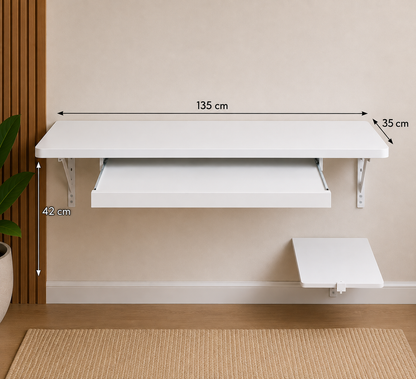 Modern Wall-Mounted Folding Desk with Storage