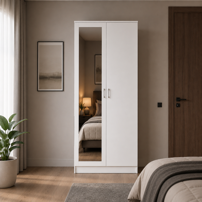 Modern 2-Door Wardrobe with Full-Length Mirror
