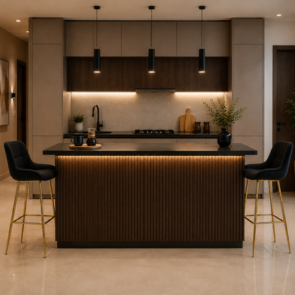 Modern Upholstered Bar Stool with Gold Legs