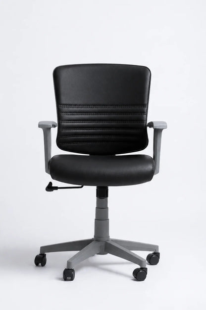Modern Leather-Look Office Chair with Armrests