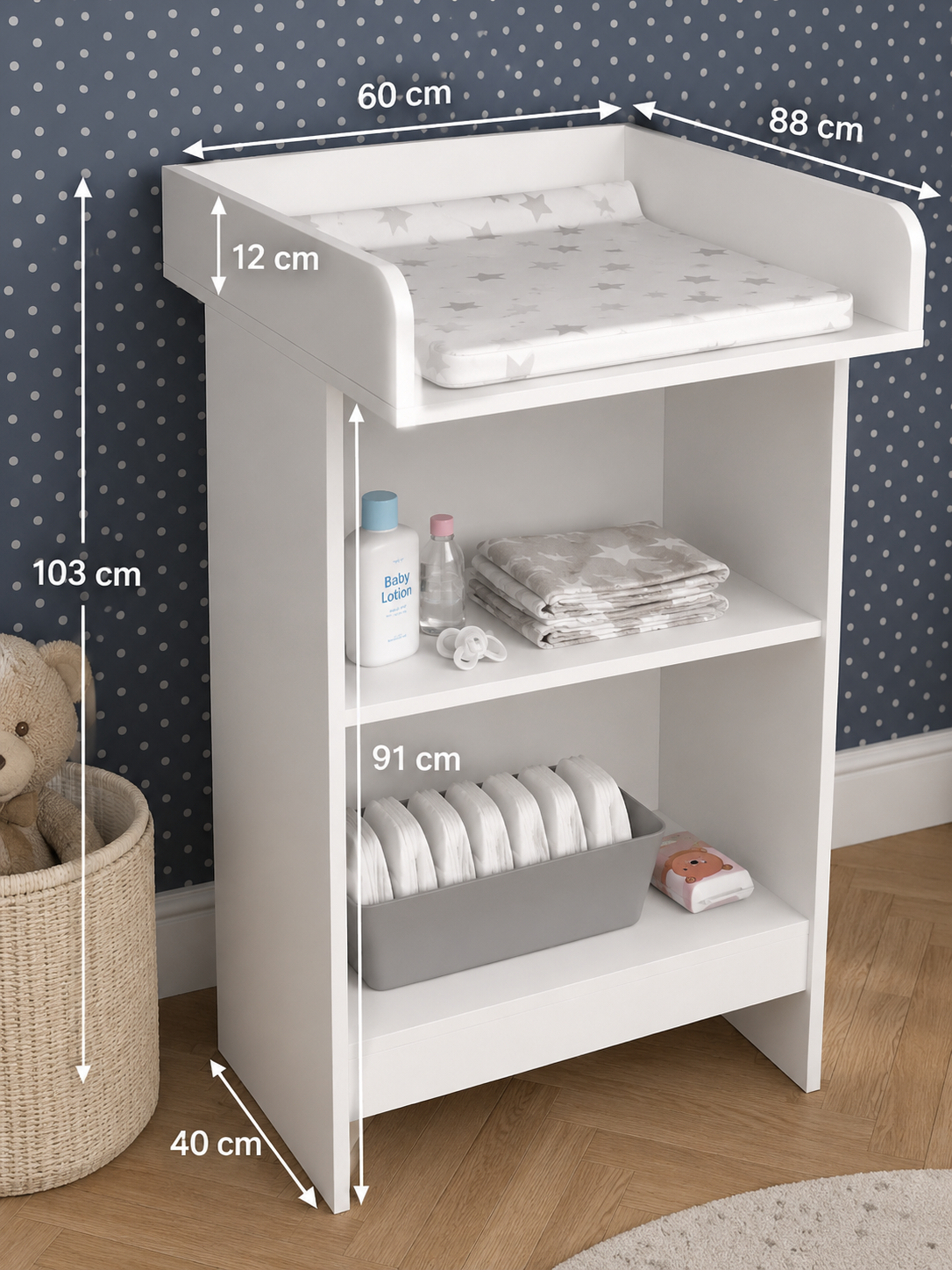 Leo Baby Changing Table White